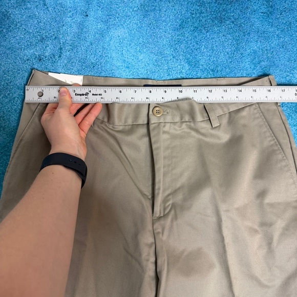 IZOD American Chino Pants Tan 34x34 Flat Front Straight Fit Wrinkle Free NWT - Picture 3 of 16